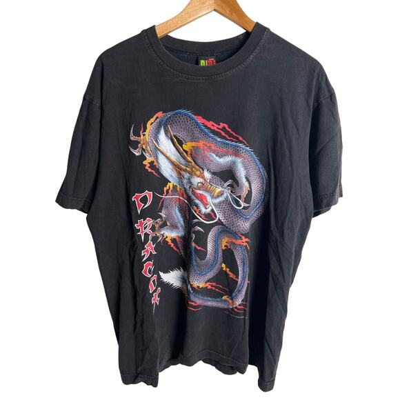 Joligolf Dragon Black Graphic Tee Shirt Size Large Grunge 100% Cotton - Picture 1 of 6